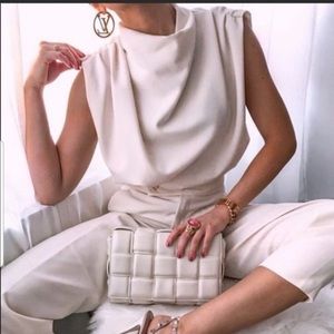 Zara, Pleated Top, Ecru